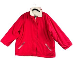 Womens Vintage Red‎ Fleece Zip Jacket Cozy Gorpcore Casual Layer Fall Winter 1X
